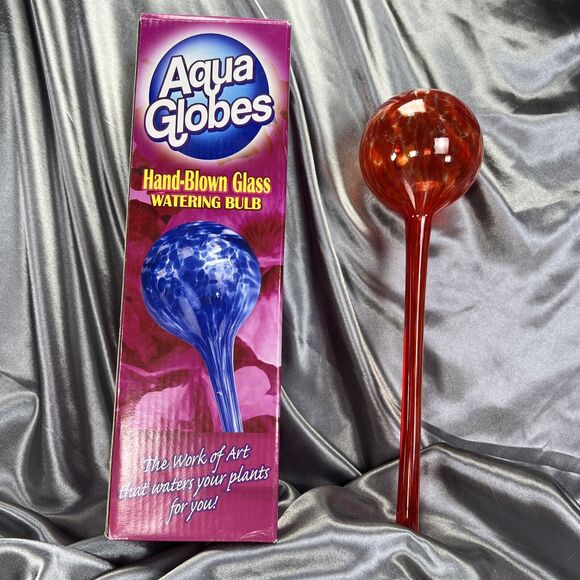 Aqua Globes Indoor Plant-Watering Handblown Glass Bulb Red NEW Fast Shipping! - Picture 1 of 5